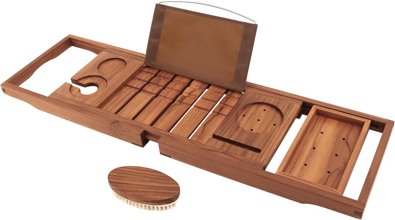 Bamboo/teak bath tray for tub
