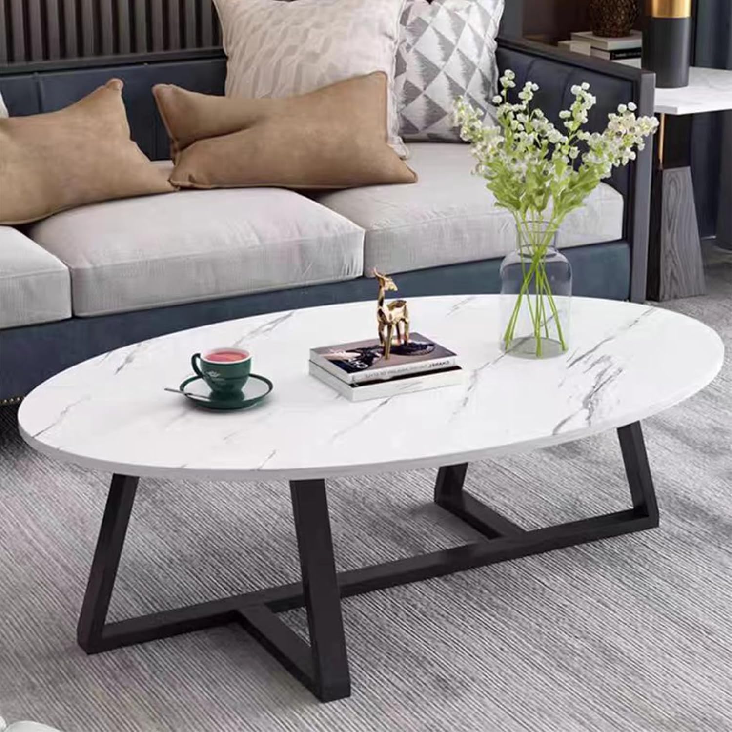 white marble coffee table black metal legs
