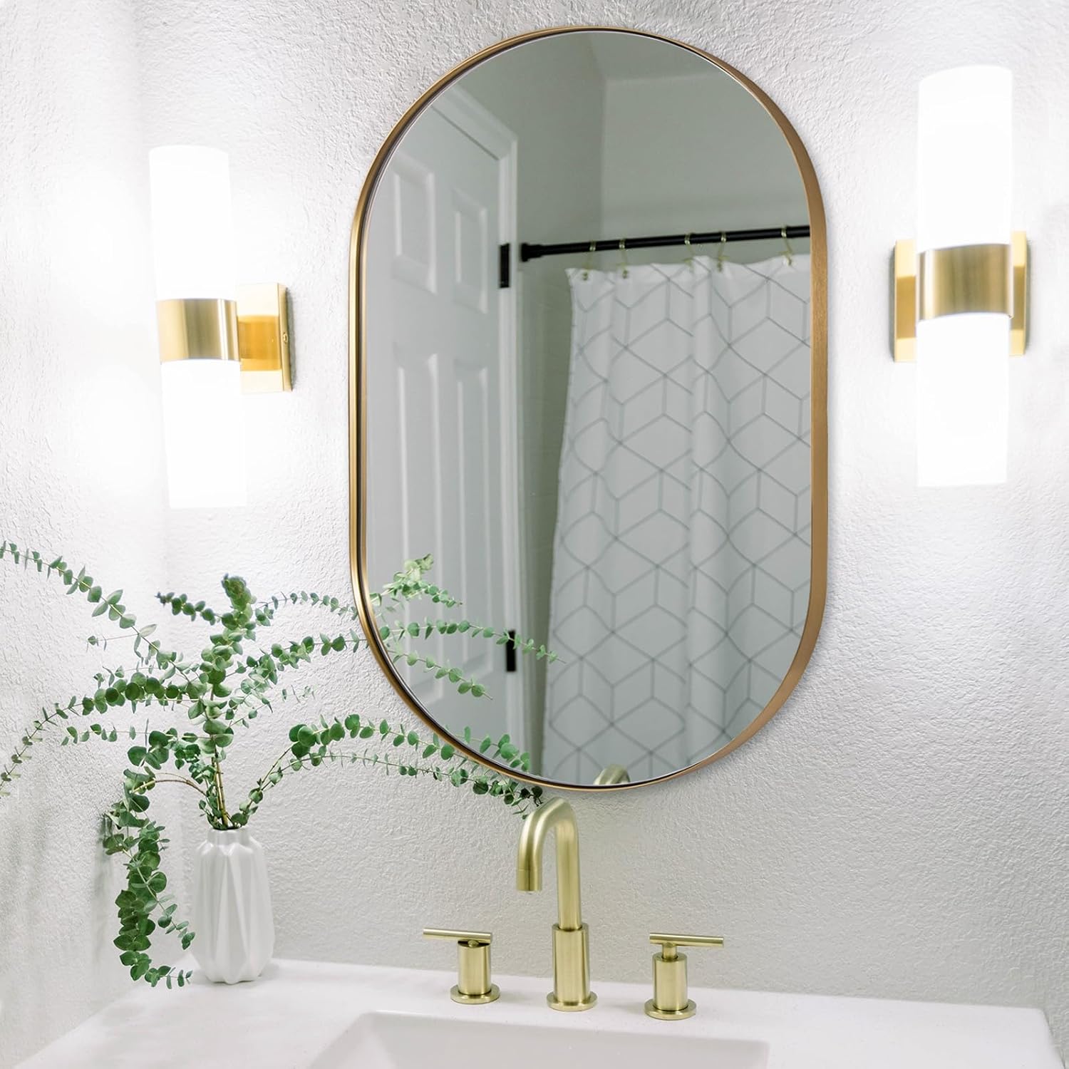 Oval brass bathroom mirror 30×40