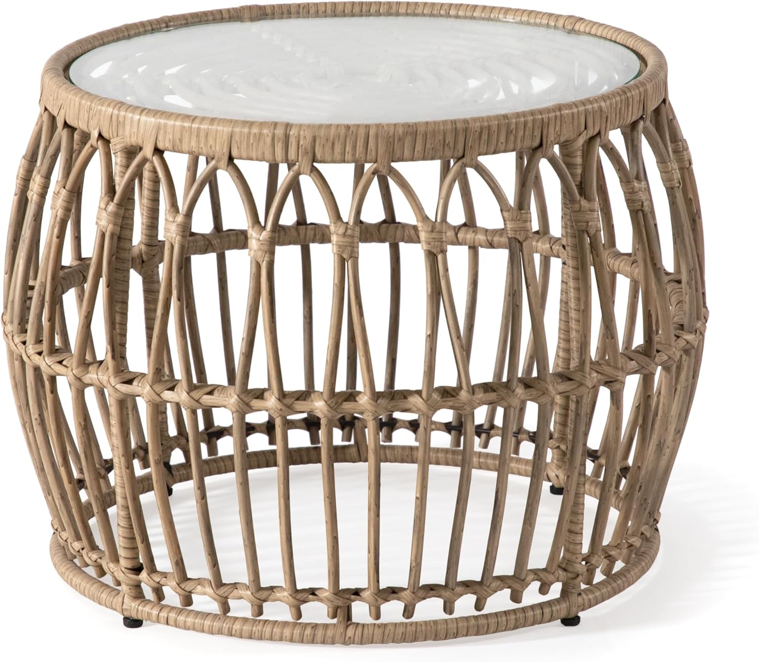 Round rattan coffee table
