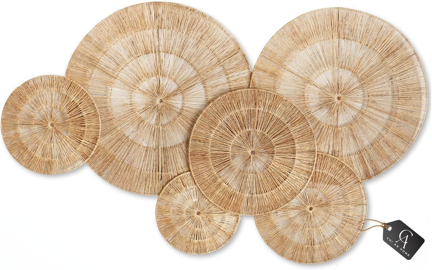 Woven wall baskets set — seagrass or rattan, decorative