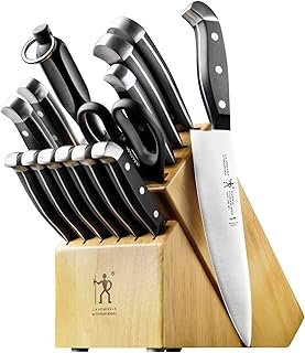 HENCKELS Statement Premium Quality 15-Piece Knife Block Set, Natural, Razor-Sharp, German Engineered Informed by 100+ Years of Mastery, Lightweight and Strong, Dishwasher Safe