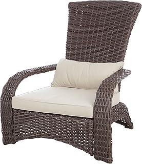 Balkene Home 62172 Deluxe Coconino Wicker Lounge Chair All Weather Wicker Armchair Lightweight Durable Adirondack Style Includes 3