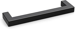Goldenwarm 10 Pack 5 Inch Black Cabinet Handles Kitchen - Matte Black Drawer Pulls Stainless Steel - 128mm Cabinet Hardware Square Bar Modern Cabinet Pulls for Kitchen Bathroom Cupboard
