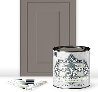 ALL-IN-ONE Paint by Heirloom Traditions, Stonehenge (Mid-tone Neutral Taupe), Quart - Durable cabinet and furniture paint. Built in primer and top coat, no sanding needed. Includes our 30 featured