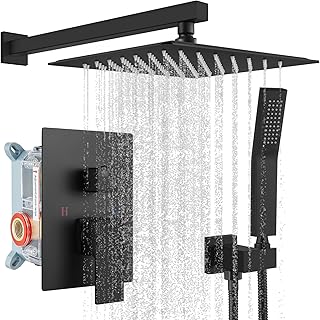 gotonovo matte black rainfall shower system 10 inch