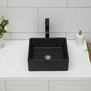 Logmey 15 Inch Black Bathroom Vessel Sink 15