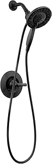 Delta Arvo 14 Series Matte Black Shower Faucet Set with In2ition 2-in-1 Dual Shower Head with HandHeld Spray Combo, Valve Trim Kit, Matte Black 142840-BL-I (Valve Included)