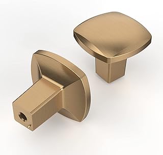 Asidrama 10 Pack Champagne Bronze Square Cabinet Knob Kitchen Cabinet Pulls Champagne Gold Cabinet Hardware Zinc Knob for Dresser Drawers