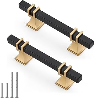 10 Pack 3 Inch Black & Gold Cabinet Pulls - Modern Kitchen Cabinet Hardware