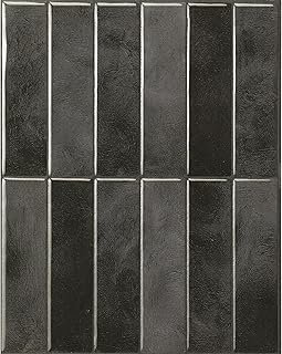 Smart Tiles Peel and Stick Backsplash - 5 Sheets of 11.43''x9'' - 3D Adhesive Peel and Stick Tile Backsplash for Kitchen, Bathroom, Wall Tile, Zaida Black