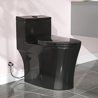 HOROW one piece toilet matte black elongated compact