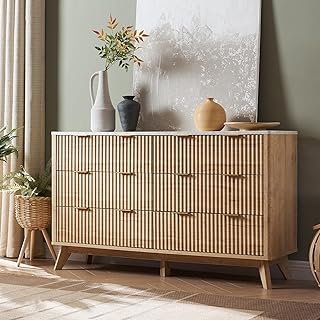 T4TREAM Fluted 6 Drawers Dresser, 54