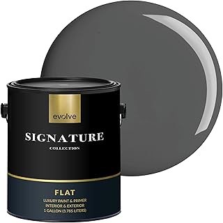 EVOLVE Signature Collection Luxury Interior Paint & Primer, Flat Sheen (Slate Gray), 1 Gallon – Premium One-Coat Coverage, Low VOC, Low Odor, Washable Finish for Walls, Ceilings & Trim
