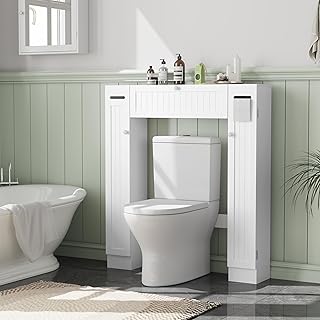 over toilet storage cabinet with paper holder white bathroom