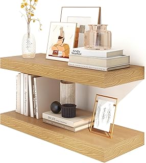 FLYJOE 30 Inch Floating Shelves | 12 Inch Deep Oak Floating Shelves Set of 2 | 30