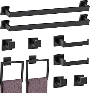 10 piece matte black bathroom hardware accessories towel bar set