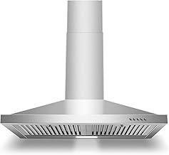 Range Hood 30 inch, Wall Mount Range Hood Ducted/Ductless, Kitchen Hood in Stainless Steel, Vent Hood with Baffle Filters, 3 Speed Fan, Push Button Control, Energy-Saving LED Light