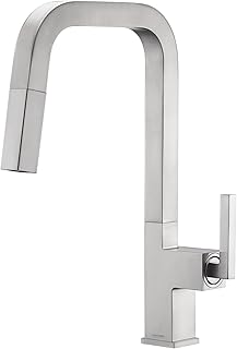 Modern Brushed Nickel Kitchen Faucet with Pull Down Sprayer, Lava Odoro Single Handle Sink Faucet, Magnetic Docking Spray Head and Deck Plate, KF182-BN