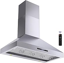 Wall Mount Range Hood 48 Inch 1200 CFM Ultra Powerful Commercial Vent Hood for Large Kitchen with Remote Control, Gesture & Touch Panel, 4 Speeds & Stainless Steel Filters Ducted Kitchen Hoods
