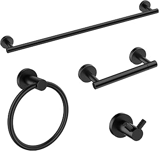 FORIOUS Bathroom Hardware Accessories Set, SUS304 Stainless Steel Towel Bar Set, Modern Towel Racks Holder for Bathroom, Toilet Paper Holder Wall Mounted 4 Pieces(24