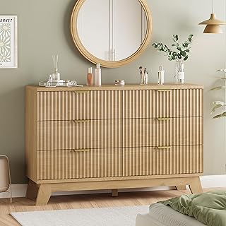 Fluted Dresser for Bedroom with 6 Drawers, 48