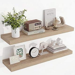 Acovy 36 Inch Floating Shelves, 3D Textured Wood Grain, 36