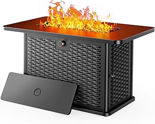 Ciays 43-Inch Rectangular Propane Fire Pit Table - 60,000 BTU, CSA-Certified 2-in-1 Design, 304 Stainless Steel H-Burner, Included Cover & Lava Rocks - Ideal for Gatherings & Parties