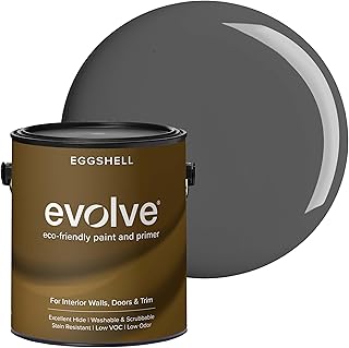 EVOLVE Interior Paint & Primer, Eggshell (Slate Gray), 1 Gallon – One-Coat Coverage, Excellent Hide, Low VOC, Low Odor, Washable Paint for Walls, Doors & Trim