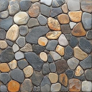 HOMETITUTE 10PCS 12x12 Inch Pebble Stone Look Peel and Stick Floor Tiles Flat Self Adhesive Vinyl Flooring Stickers Removable Waterproof Floor Covering for Bathroom Kitchen Balcony Entryway Decor