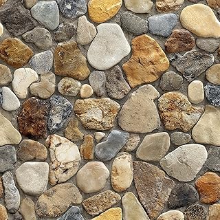 10PCS 12x12 Inch Peel and Stick Floor Tiles Self Adhesive Vinyl Flooring Tile Natural River Stone Stickers Removable Wall Decals Kitchen Bathroom Laundry Porch Garden DIY Home Decoration