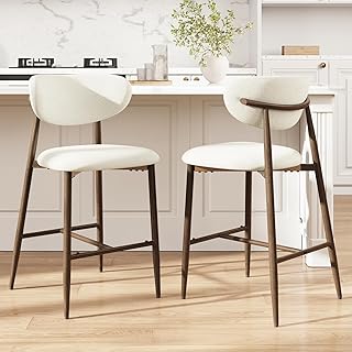 MALOL Bar Stools Set of 2, Counter Height bar stools, Kitchen Bar Stools with Backs, Modern Upholstered, Modern Bar Stools with Metal Legs for Kitchen Island, Counter, Beige