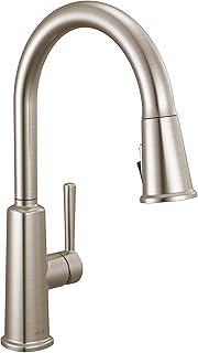 Delta Finnridge Brushed Nickel Kitchen Faucet with Pull Down Sprayer, High Pressure ProClean Spray Modern Single Hole Kitchen Sink Faucet, Stainless 19730LF-SS