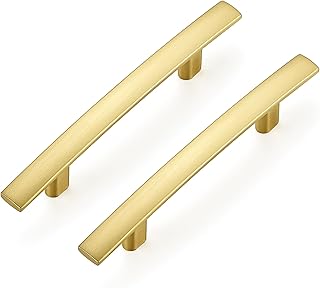 Ravinte 30 Pack | 5-3/16'' Curved Cabinet Pulls Brushed Brass Kitchen Drawer Pulls Arch Cabinet Handles 5-3/16”Length, 3” Hole Center