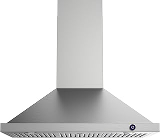 JOCO 36 Inch Wall Mount Range Hood, 900 CFM Stainless Steel Kitchen Chimney Vent Hood, Convertible for Ducted or Ductless Installation, 4-Speed Knob Control P02-36K