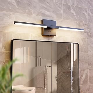Vanity Lights 24 inch, 4-Level Brightness Built-in Dimmer, 14W Dimmable 5CCT Bathroom Light Fixtures Over Mirror, Black Vanity Lights for Bathroom Mirror Cabinets Bedroom-FCC & ETL Certified