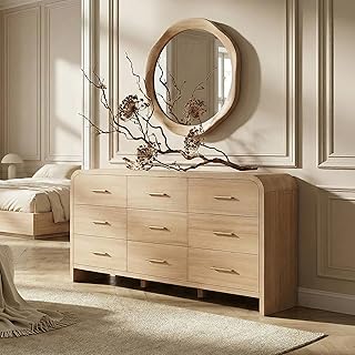 Curved 9-Drawer Dresser for Bedroom, 63