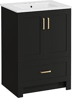 Yaheetech 24.5 inch black bathroom vanity with sink