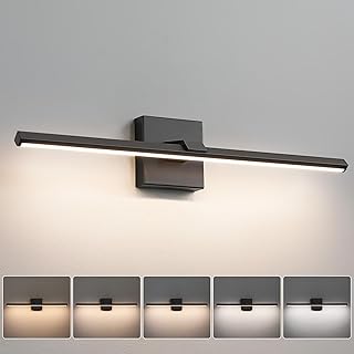 Black Bathroom Vanity Light 24 Inch Modern Bathroom Light Fixtures Over Mirror 18W Dimmable 5CCT LED Vanity Light Bar for Bathroom Mirror Cabinets Bedroom