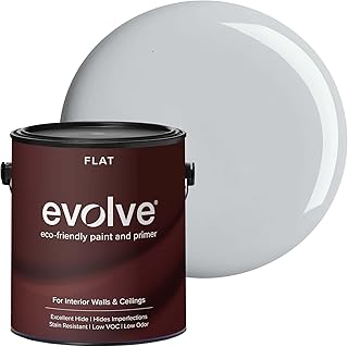 EVOLVE Interior Paint & Primer, Flat (Silver Gray), 1 Gallon – Available in 50+ Colors, One-Coat Coverage, Excellent Hide, Low VOC, Low Odor, Washable Interior Paint