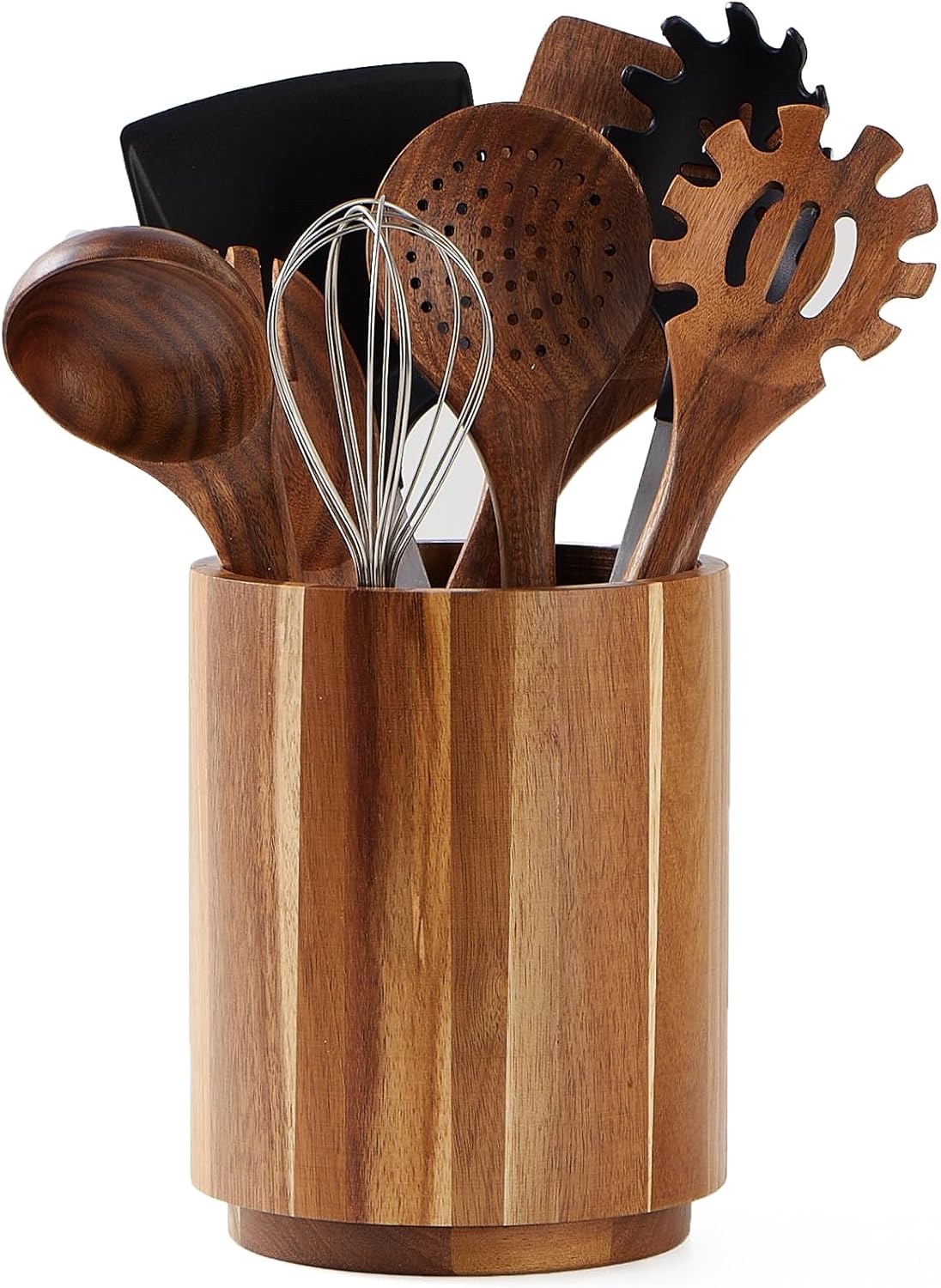 Acacia Wood Utensil Holder 360° Rotating