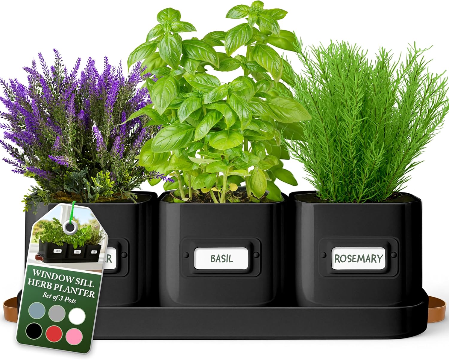 Indoor herb garden planter set (3-pack, windowsill size)