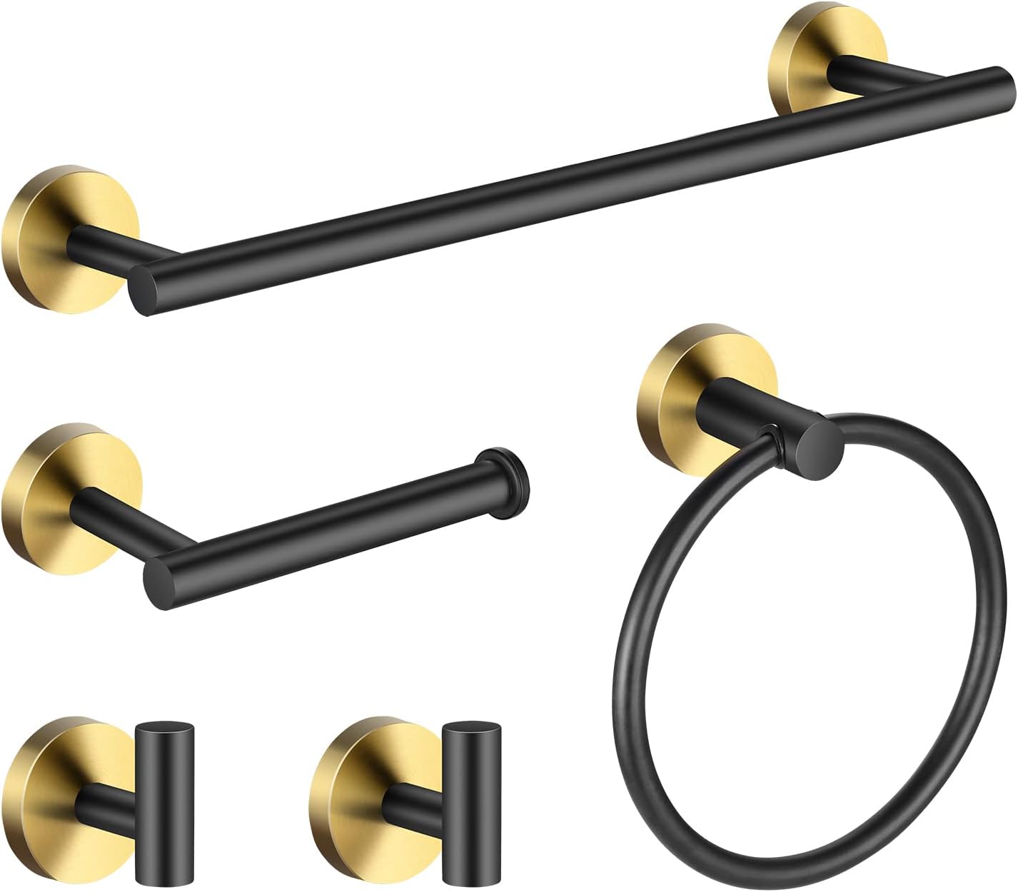 Hinmood 5-Piece Bathroom Hardware Set Black Gold