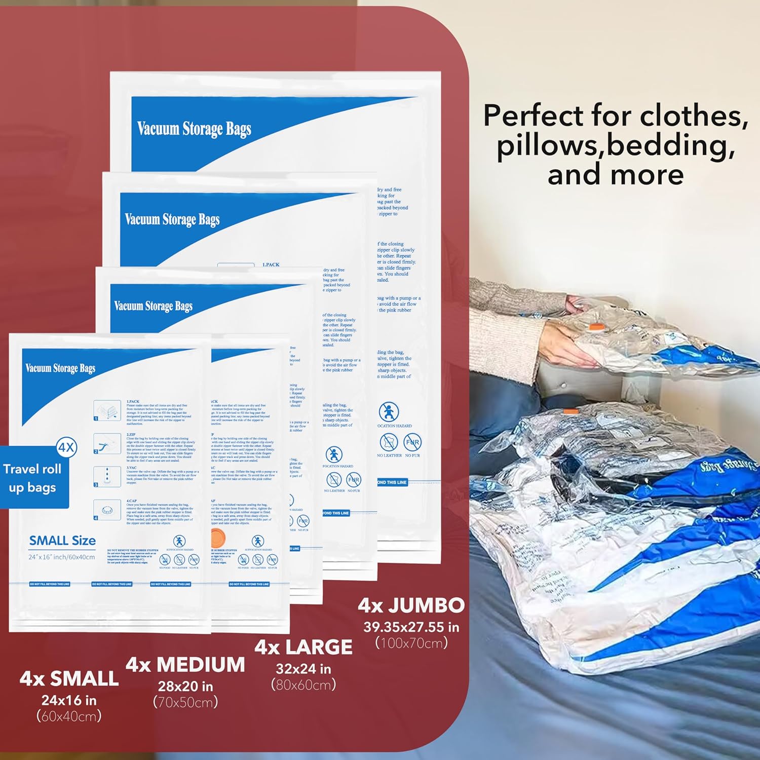 Vacuum Storage Bags 20 Pack Space Saver