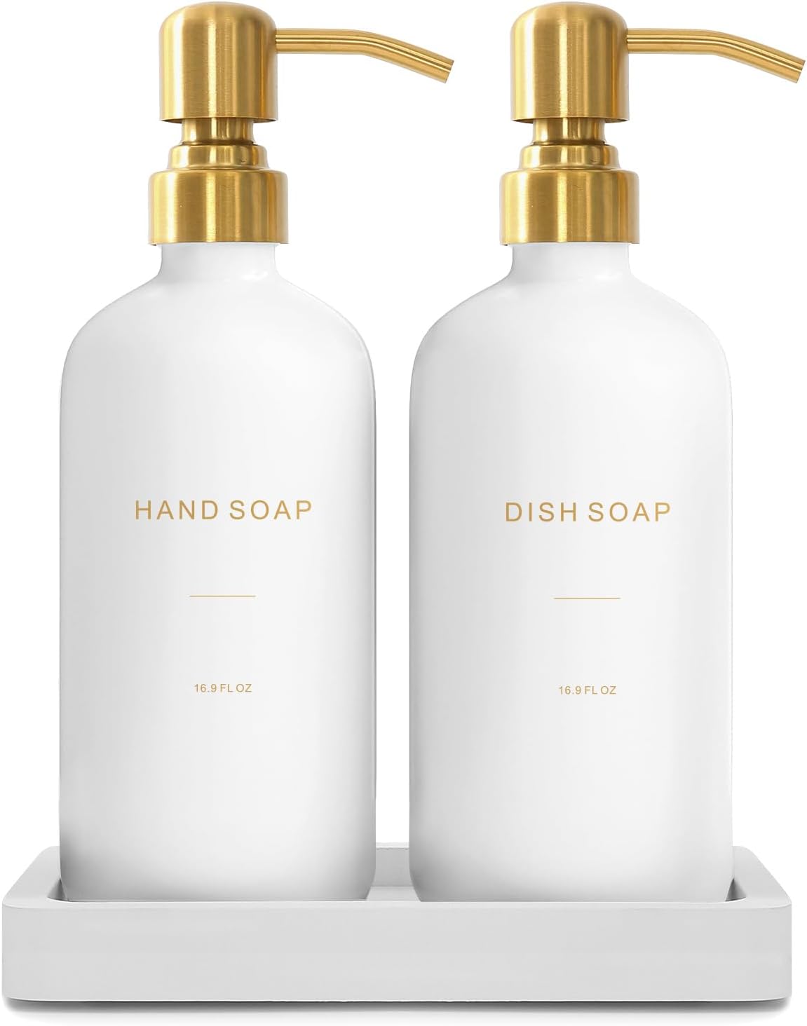 Prus Waso Glass Soap Dispenser Set Gold Pump